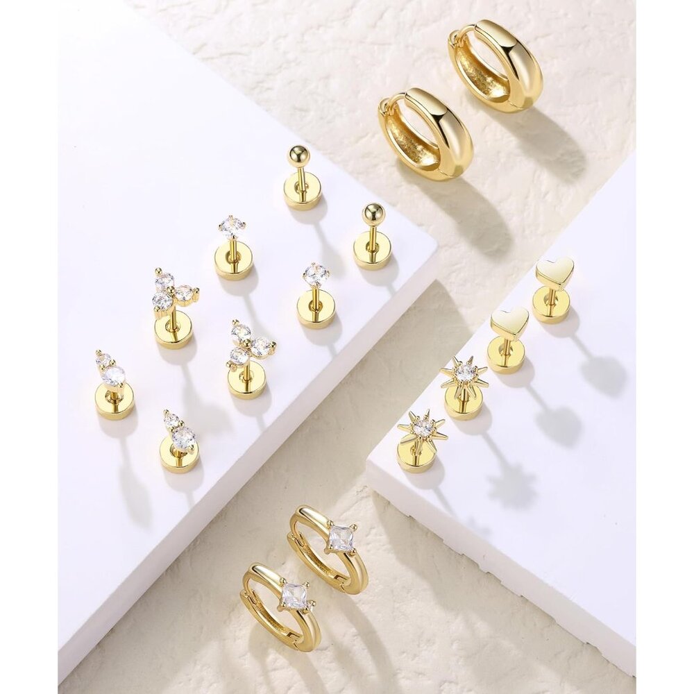 Sleek Hypoallergenic Flat Back Stud Earrings - Al… - image 6